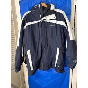 Columbia Men's Navy Blue White Omni Tech Waterproof Insulated Ski Jacket